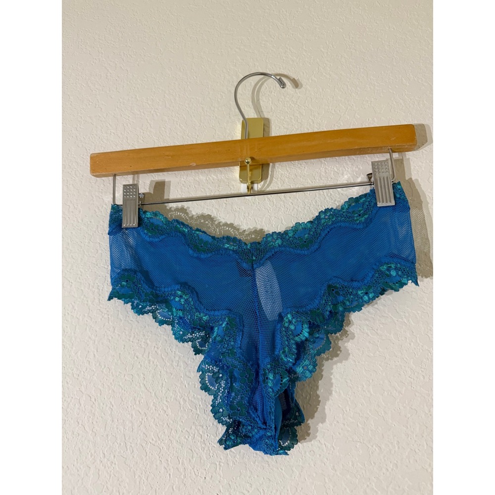 Vintage Victoria's Secret Sexy Little Things Blue Mesh Lace Brazilian Panties M